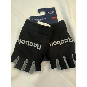 Reebok Classic Fingerless Gloves Lightweight Fitness & Small, Black/Grey